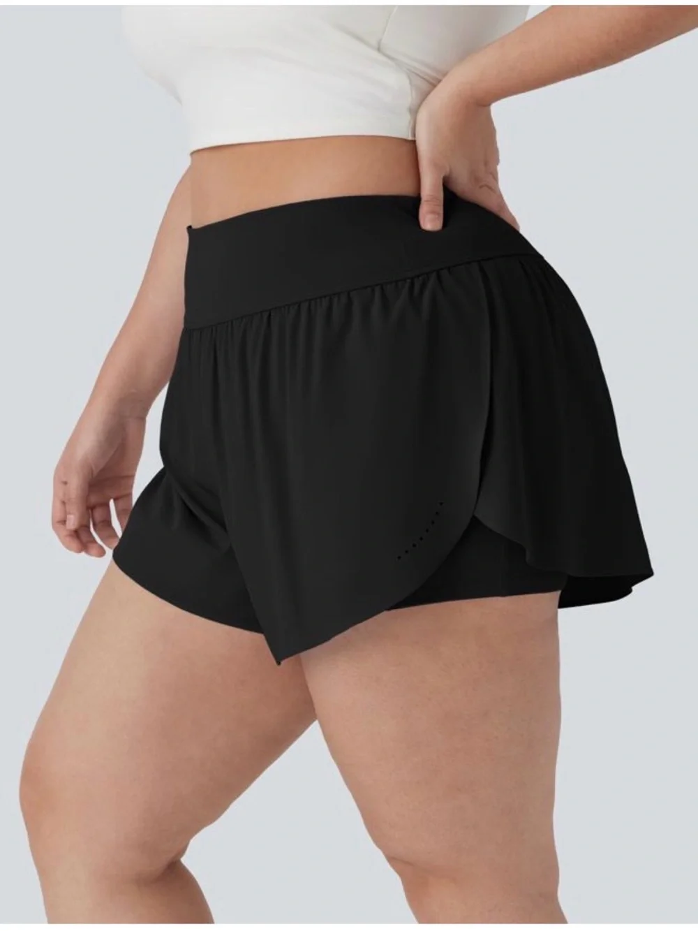 Halara SoftlyZero Quick Dry High-Waisted 2-in-1 running shorts - black - 1X 18